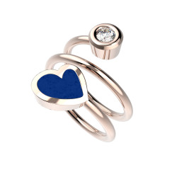 Prsten Heart Twin - modrý