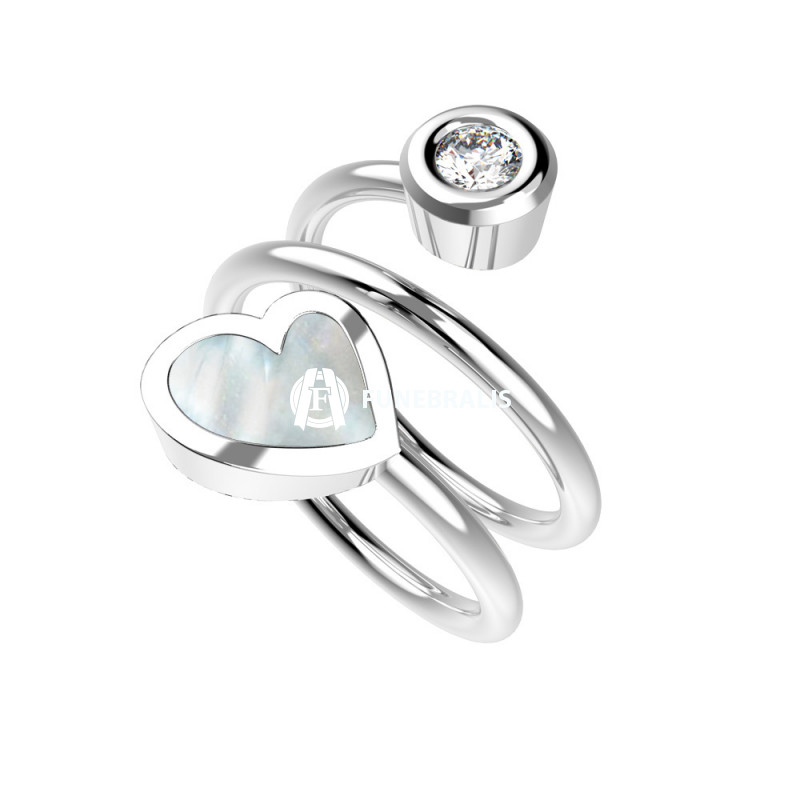 Prsten Heart Twin - šedá perleť